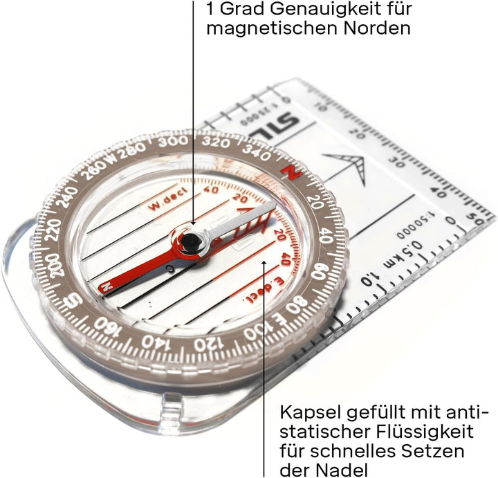 Silva Kompass Outdoor - Classic - Kompass Klein für Anfänger & Kinder - Kartenmassstäbe 1:25k & 1:50