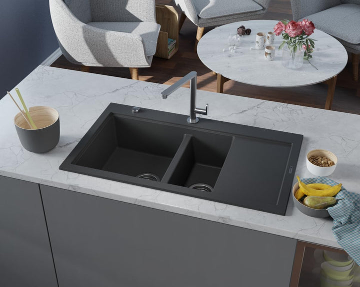 GRANMASTER Automatischer Platzsparender 2-Kammer-Siphon mit überlauf - Ablaufgarnitur für Spüle - Ma