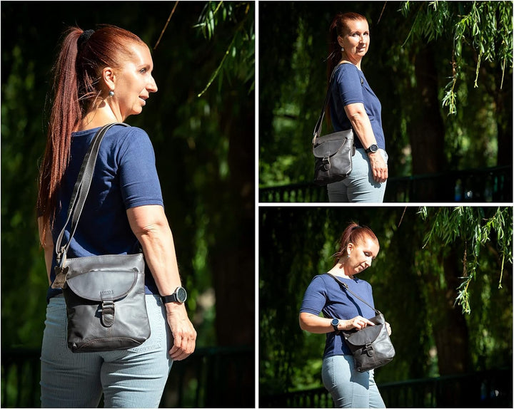 LECONI Umhängetasche Schultertasche Damen Damentasche Frauen Handtasche Ledertasche Used-Look Leder