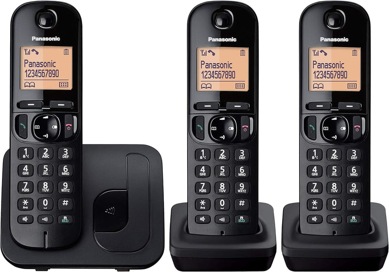 Panasonic Drahtloses Festnetztelefon mit LCD,Anrufer-ID,Telefonbuch mit 50 Nummern,Navigationstaste,