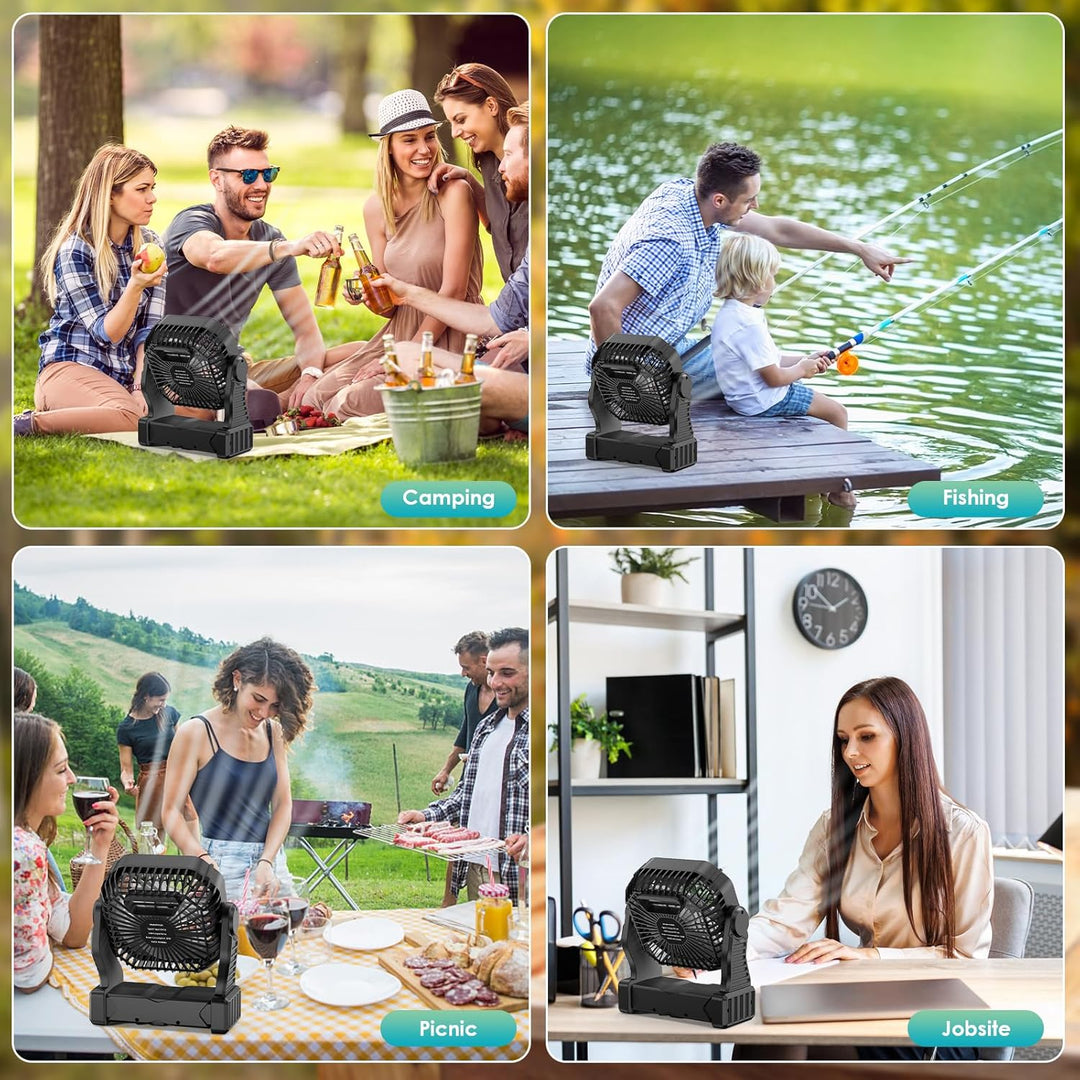 Qoosea Tragbare Camping Ventilator Wiederaufladbare Batterie Zelt Fans im Freien mit LED Licht 8000m