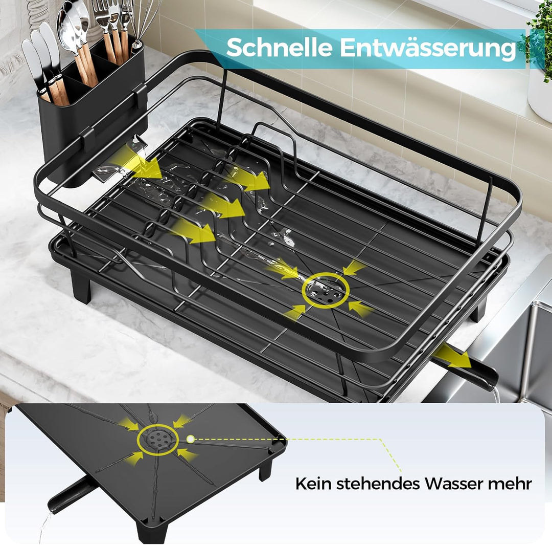 Abtropfgestell Geschirr, Platzsparender Abtropfgestell für Küchentheke, Geschirrabtropfgestell aus E