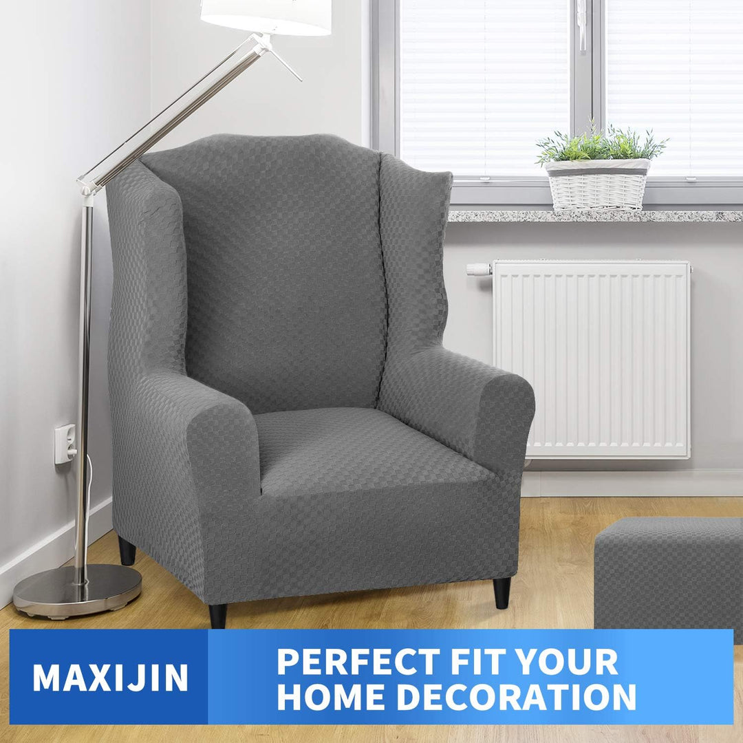 MAXIJIN Elastischer Sesselbezug mit Ohren 1 Stück Jacquard Sofaschutz Kopfstütze Sofabezug Sessel mi