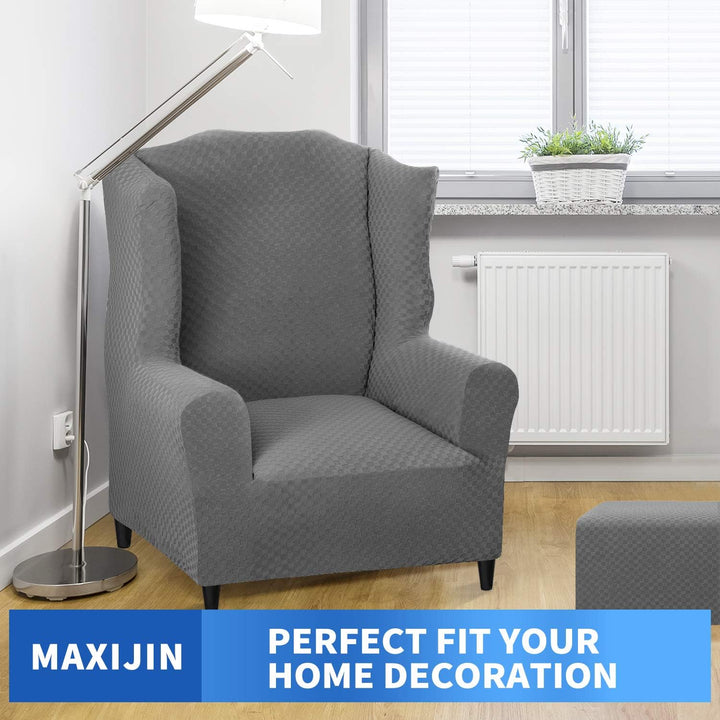 MAXIJIN Elastischer Sesselbezug mit Ohren 1 Stück Jacquard Sofaschutz Kopfstütze Sofabezug Sessel mi