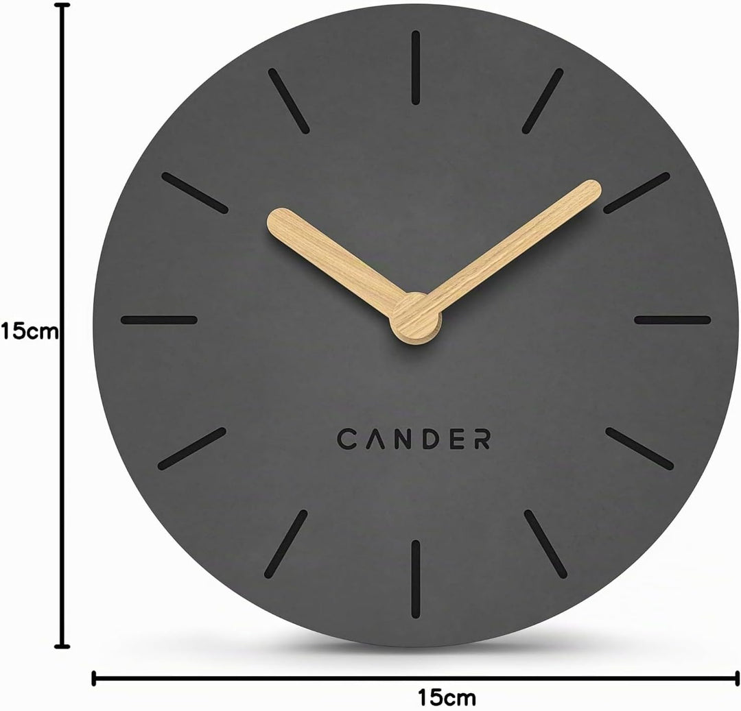 Cander Berlin MNU 2615 G Tischuhr grau 15 cm batteriebetrieben ohne Ticken Vintage analog modern Hol