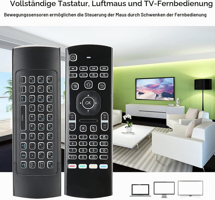 Air Mouse, 2,4 G Wireless Backlight Full Keyboard, Smart TV-Fernbedienung, Game Handle mit Motion Se