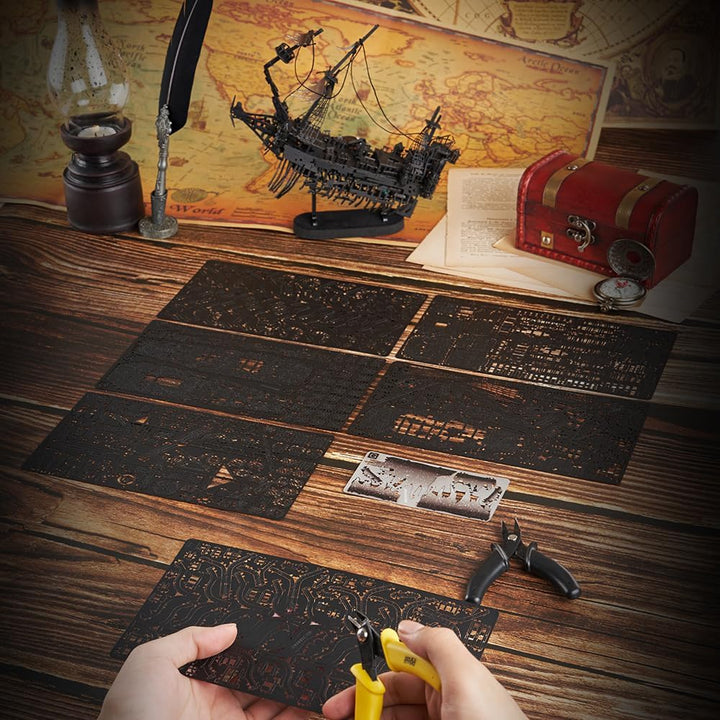 Piececool 3D Puzzle Metall, Abgründiger Geist Piratenschiff Modellbausatz Erwachsene, 3D-Puzzles zu