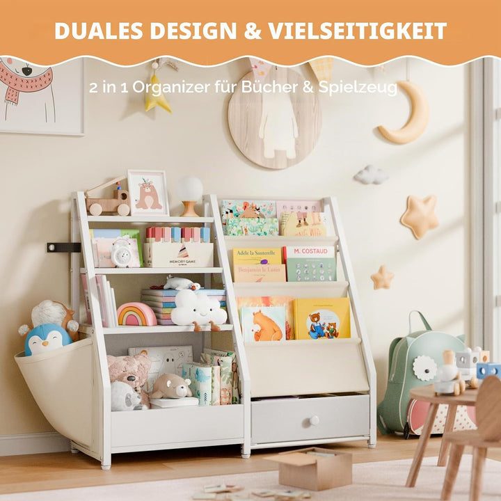 Kinder-Bücherregal und Spielzeugaufbewahrung für Kinderzimmer - Kleinkind Montessori-Spielzeug-Organ