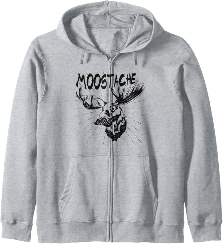 Moostache - Lustiger Elch mit Schnurrbart Kapuzenjacke