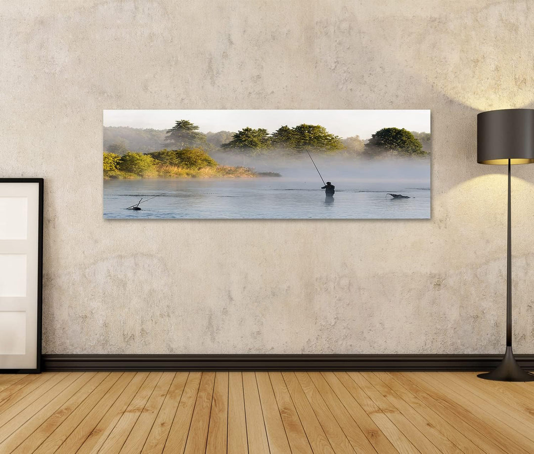 islandburner Bild auf Leinwand Fischen Angeln In Einem See Natur Bilder Wandbilder Poster Leinwand 1