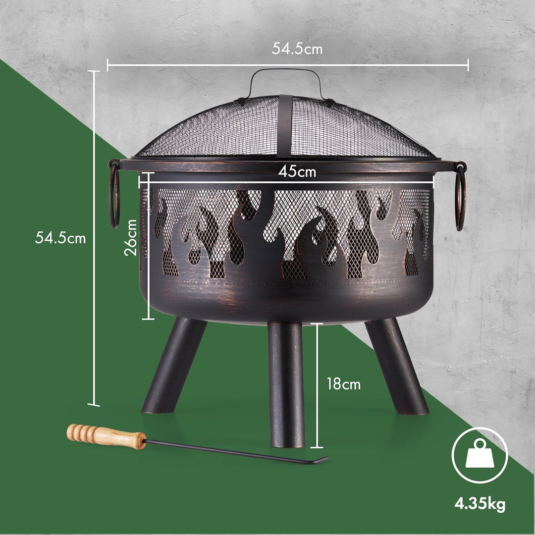 Vonhaus Feuerstelle für Garten, Terrasse und Outdoor – tragbar und leicht, Bronziertem Stahl, Feuerh