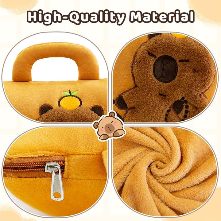 2-in-1 Capybara Decke und Kissen, 2-in-1 Kissendecke Plüsch Fleecedecke Warm Reisedecke, Tragbare Fl