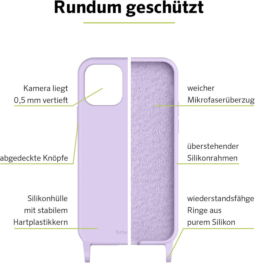 Artwizz HangOn Case kompatibel mit [iPhone 13] - Elastische Schutzhülle aus Silikon als Handykette z