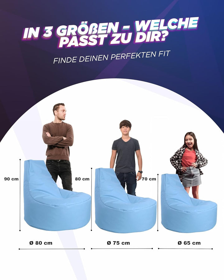 PATCH HOME Gamer Kissen & Lounge Sitzsack – befüllbar mit Reissverschluss, gefüllt mit Styropor, gee
