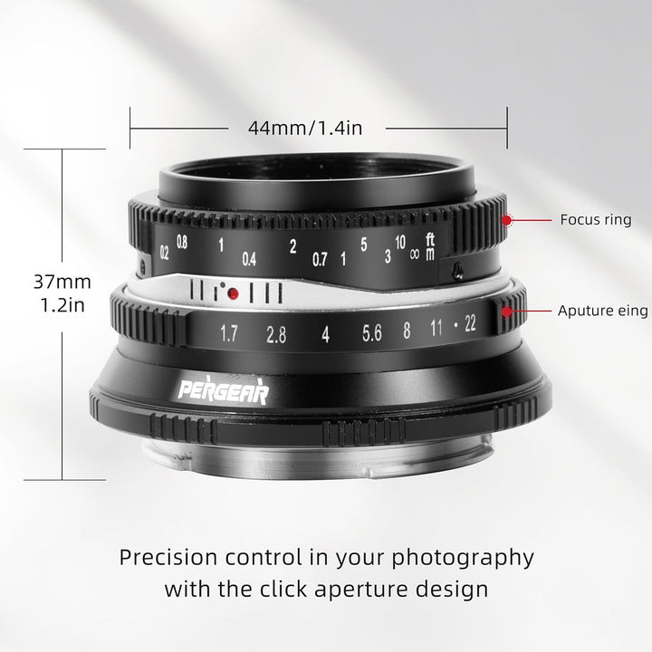 Pergear 25mm F1.7 Objektiv X Mount für Fujifilm, Manueller Fokus mit Grosser Blende Objektiv Fuji X