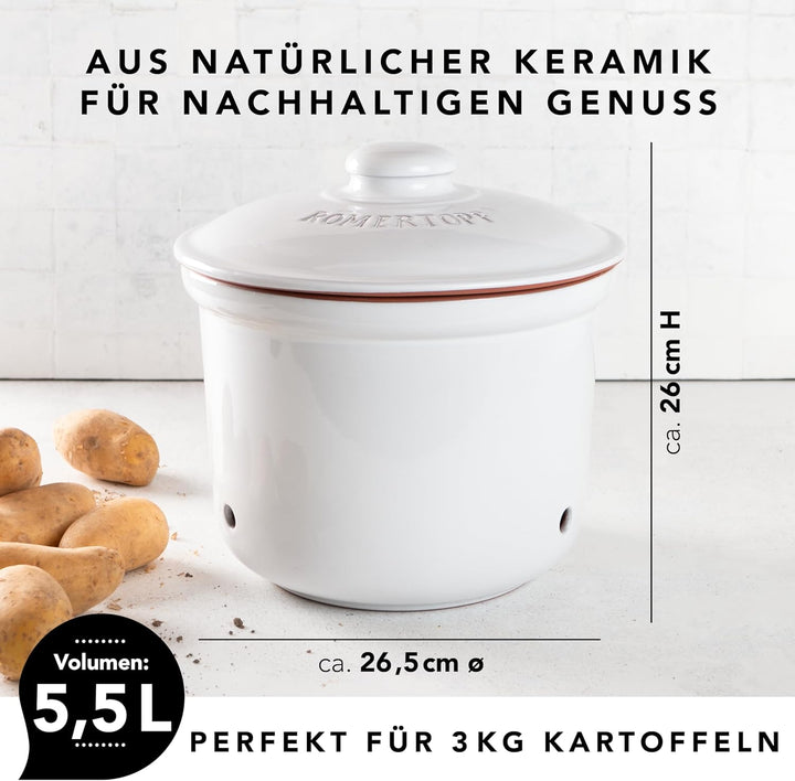 Römertopf Kartoffeltopf Maxi Plus frische Topf aus Naturton Keramik Vorratstopf Ø 26,0cm weiss ø26cm