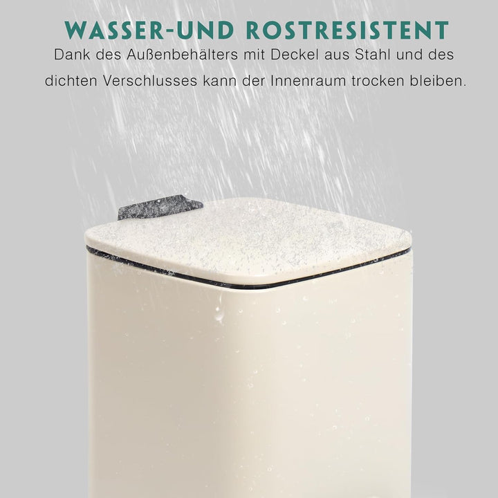 Kosmetikeimer 8L, Mülleimer bad, Badmülleimer mit Deckel, (Soft Close) Tretmülleimer aus Metall für