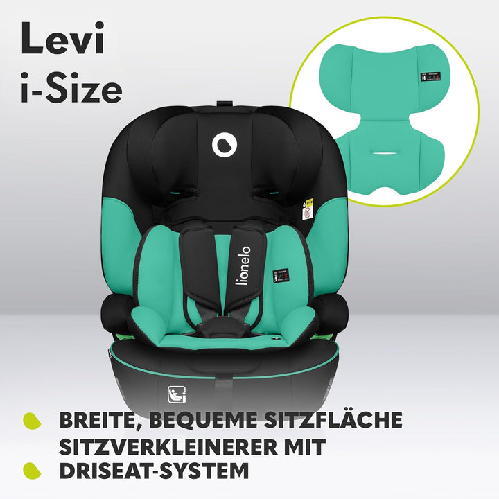 LIONELO LEVI I-SIZE 76-150 cm Kinderautositz, Gruppe 1 2 3, Seitenschutz, 10 Grad Kopfstützenverstel