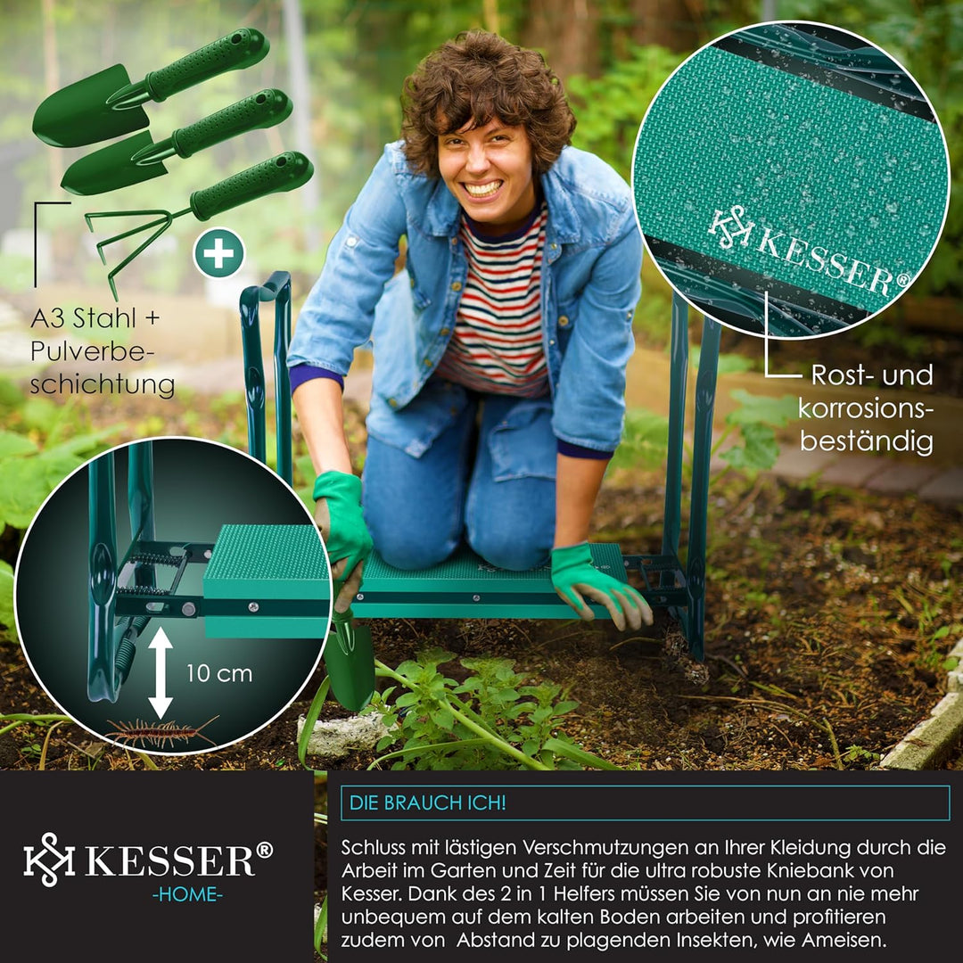 KESSER® 2 in 1 XXL Kniebank für Gartenarbeit Gepolstert Sitzunterlage Eva-Schaumkissen Gartenhocker