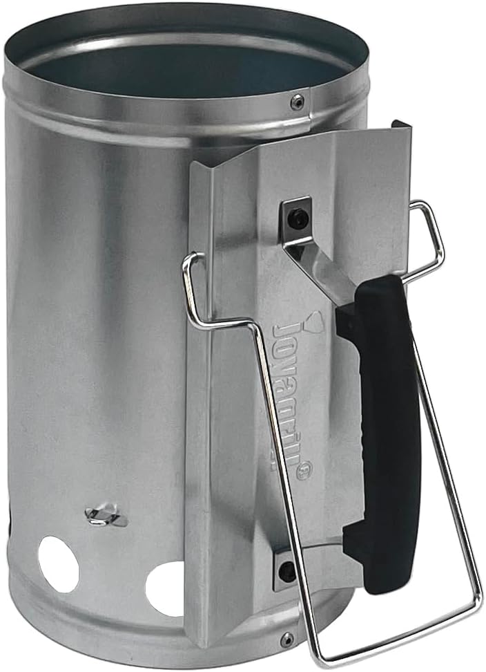 Anzündkamin, XL 19X30cm BBQ Grillanzünder Kamin, Verzinkter Stahl Anzündkamin mit Griff für Holzkohl