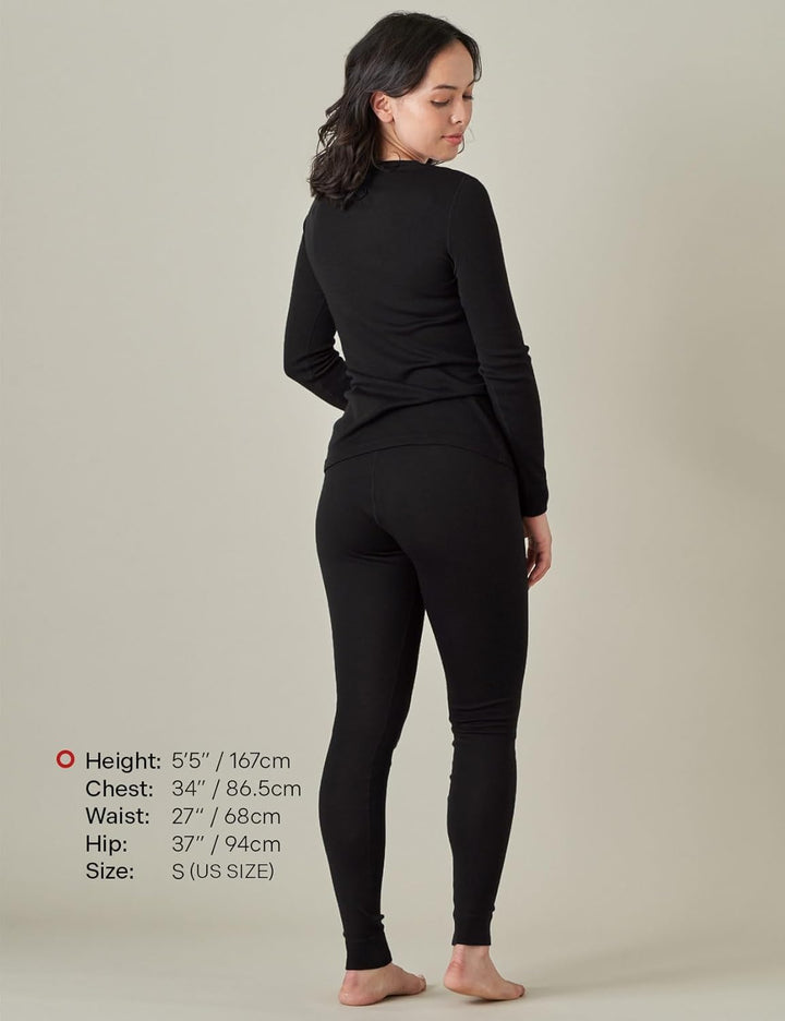 LAPASA Merinowolle Thermounterwäsche Set Damen, Merino Wolle Unterwäsche (L58 Warm/L91 Extra warm) X