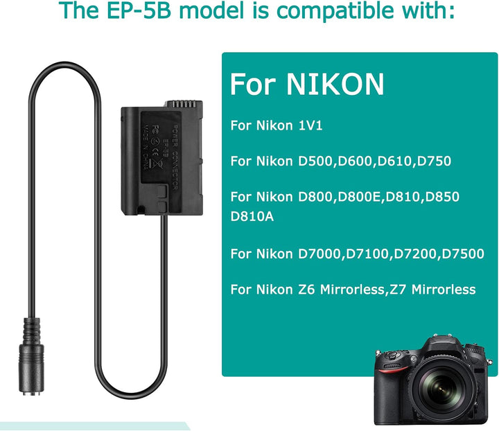 Raeisusp PRO USB-Kabel + QC3.0 Adapter + MB-D15 Dummy-Batterie EP-5B DC-Koppler für Nikon Z5 Z6 Z7 V
