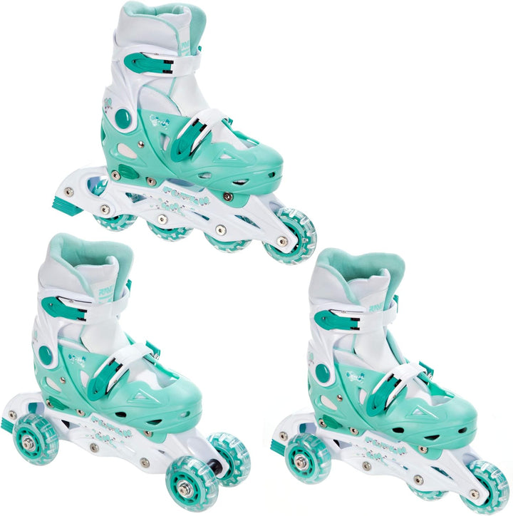 3in1 Kinder Inlineskates/Triskates/Rollschuhe RAVEN Balloon verstellbar Mint 29-32 (18cm-20cm), Mint