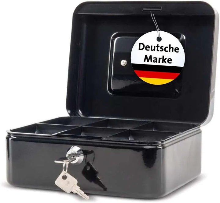 MAUL Geldkassette aus Stahl 20x17x9cm | Geldkassette abschliessbar | Münzgeld-Einsatz herausnehmbar