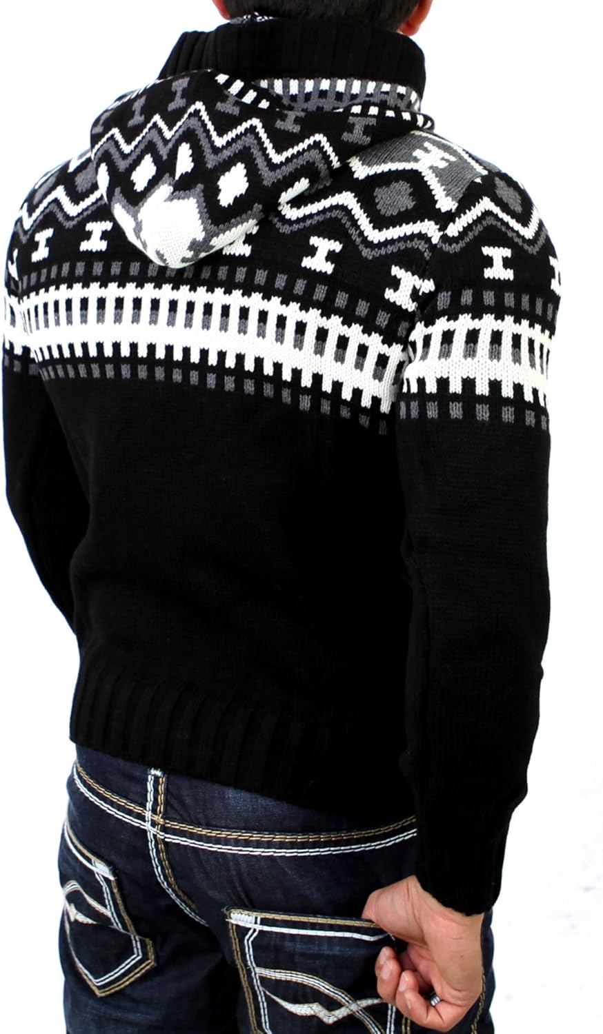 Reslad Norweger Pullover Herren Winterpullover Kapuzenpullover | Strickpullover für Männer RS-3013 S
