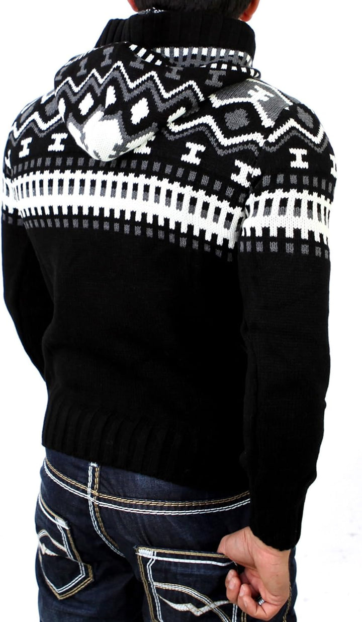Reslad Norweger Pullover Herren Winterpullover Kapuzenpullover | Strickpullover für Männer RS-3013 S