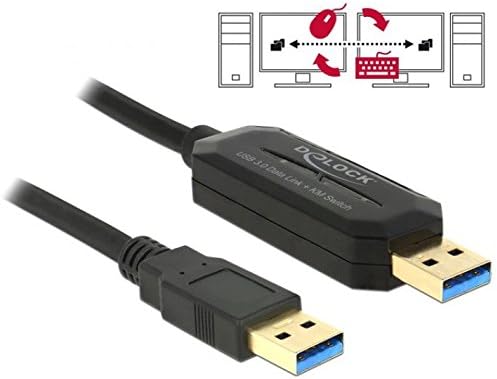 Delock Kabel USB 3.0 Data Link + KM Switch A Stecker > A Stecker 1,5m schwarz, schwarz