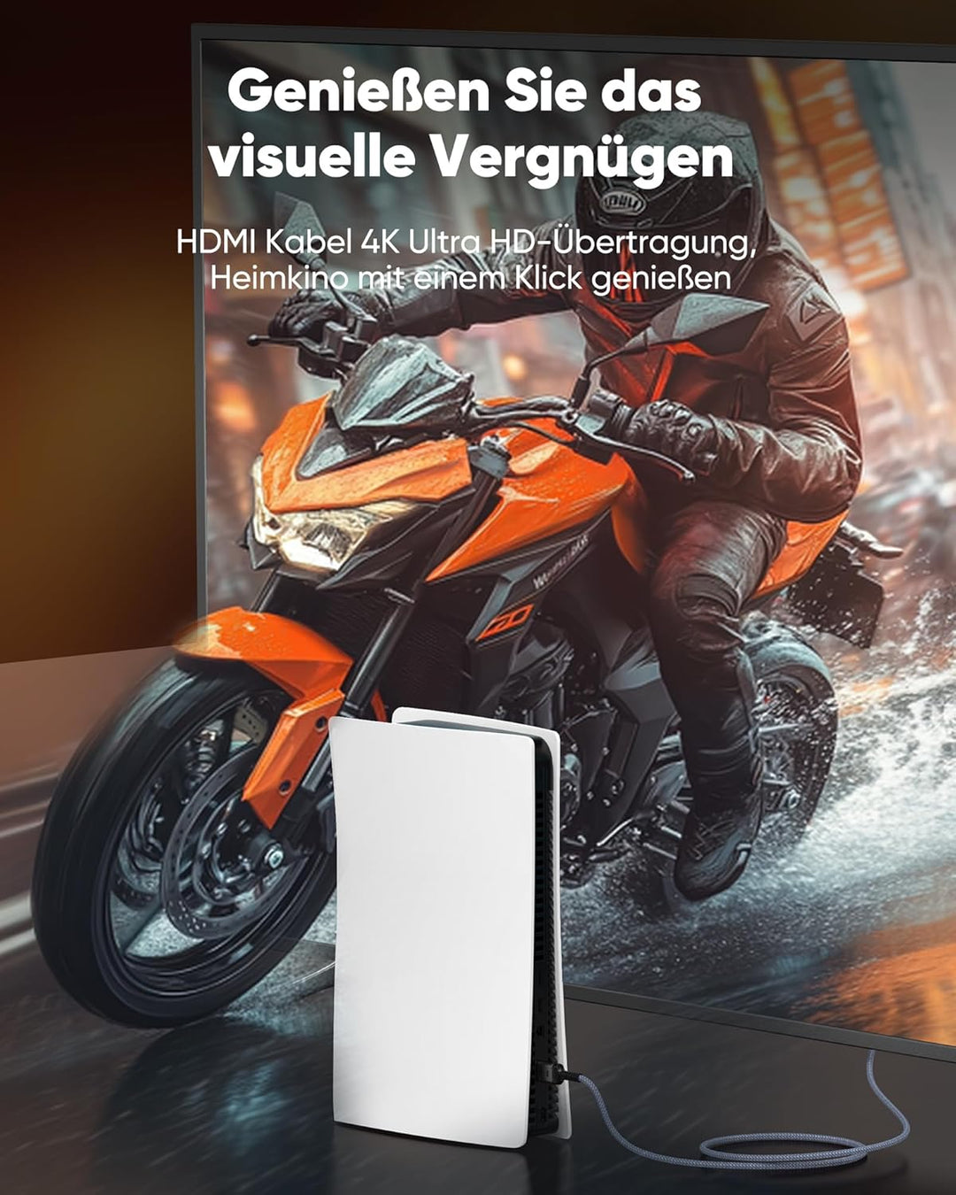 SNOWKIDS 15Meter 4K HDMI Kabel, HDMI Zu HDMI Kabel 4K@60Hz HDMI Nylon Geflochtenes Support Video 4K