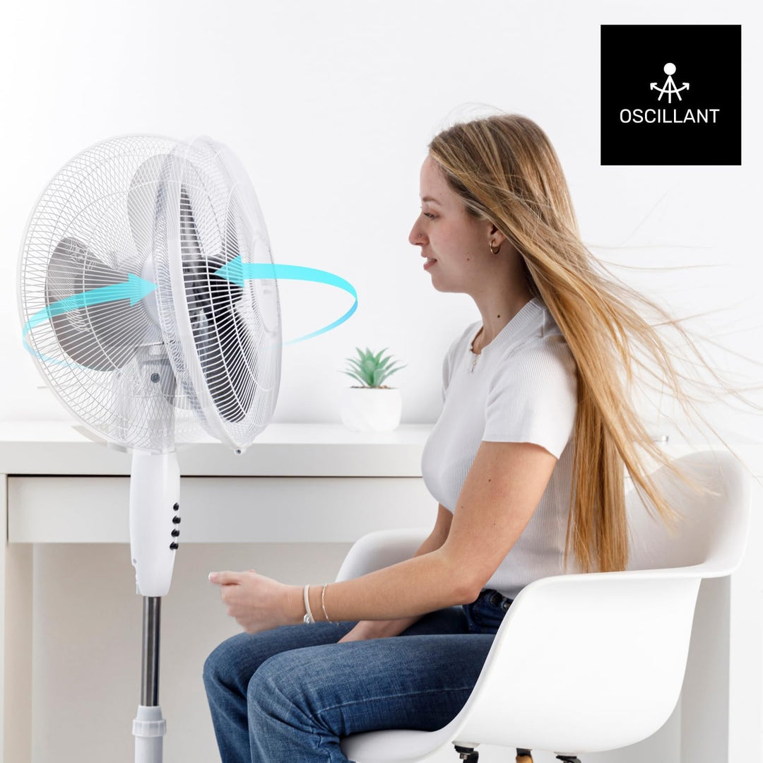 Taurus Greco 16CR Pure Standventilator, 40 W, runder Boden, Oszillationssystem, verstellbare Neigung