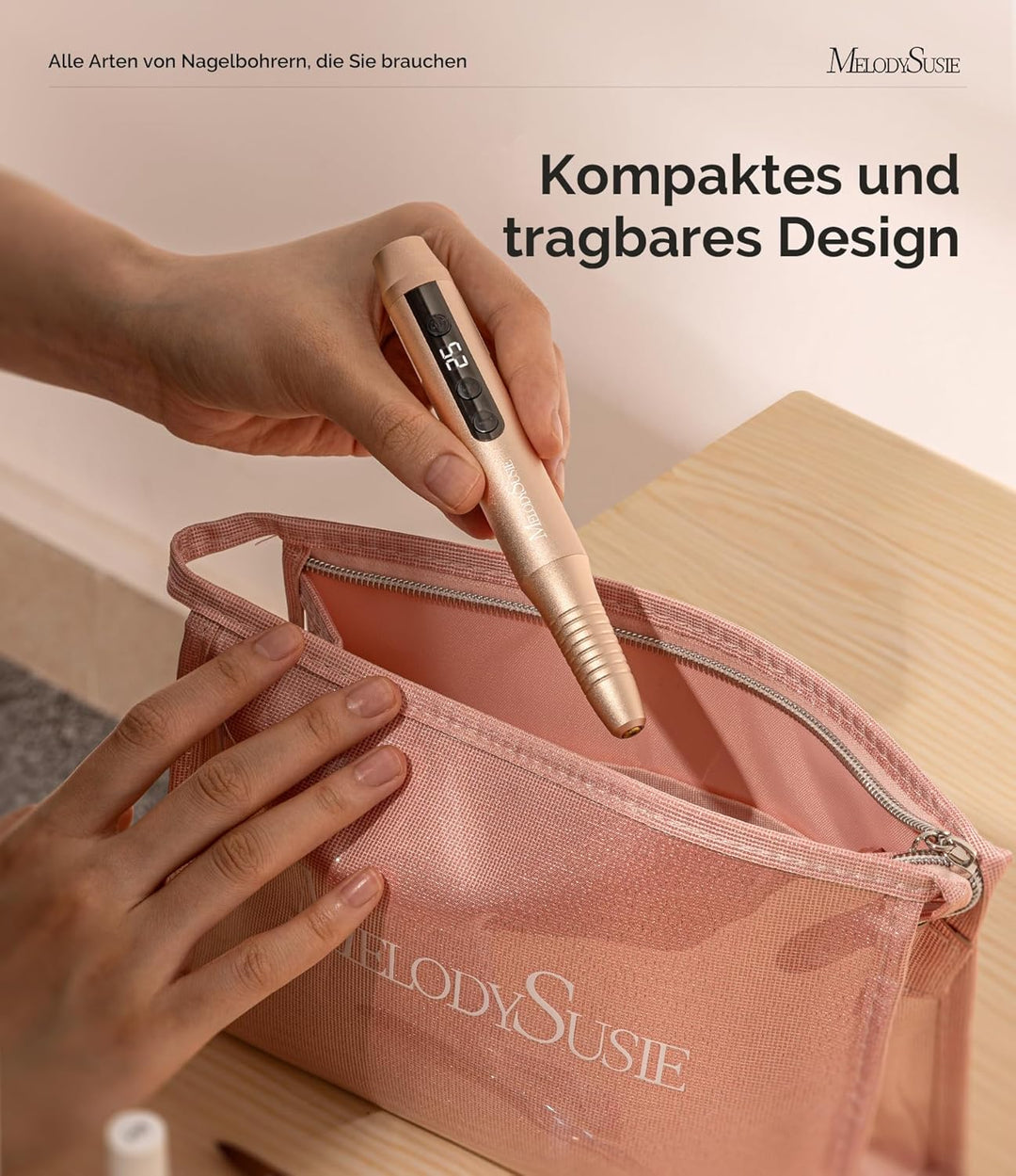 MelodySusie Kabellos Nagelfräser für Gelnägel, Elektrische Nagelfeile 25000 u/min, PC180G Profession
