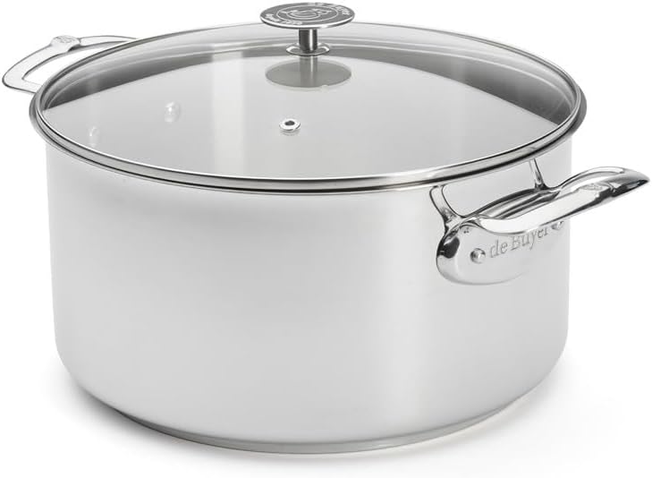 de Buyer - Kochtopf MILADY mit Deckel aus Edelstahl - 28 cm - 3427.28, Silber