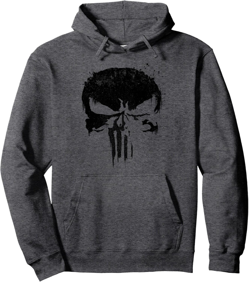 Marvel Punisher Black Paint Splatter Skull Pullover Hoodie