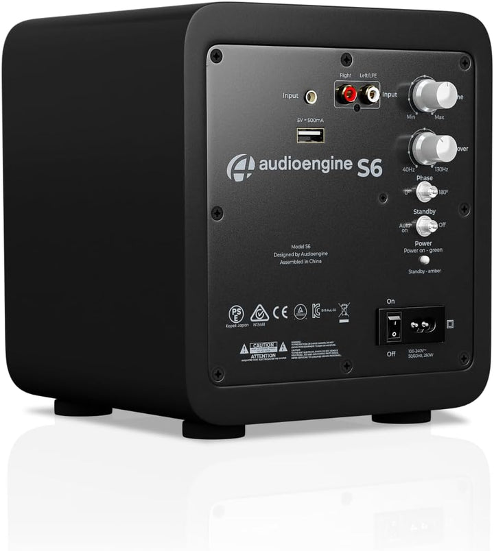 Audioengine S6 Aktiv Subwoofer 15 cm kompakte Grösse, kraftvoller Bass in einem kleinen Paket - 210