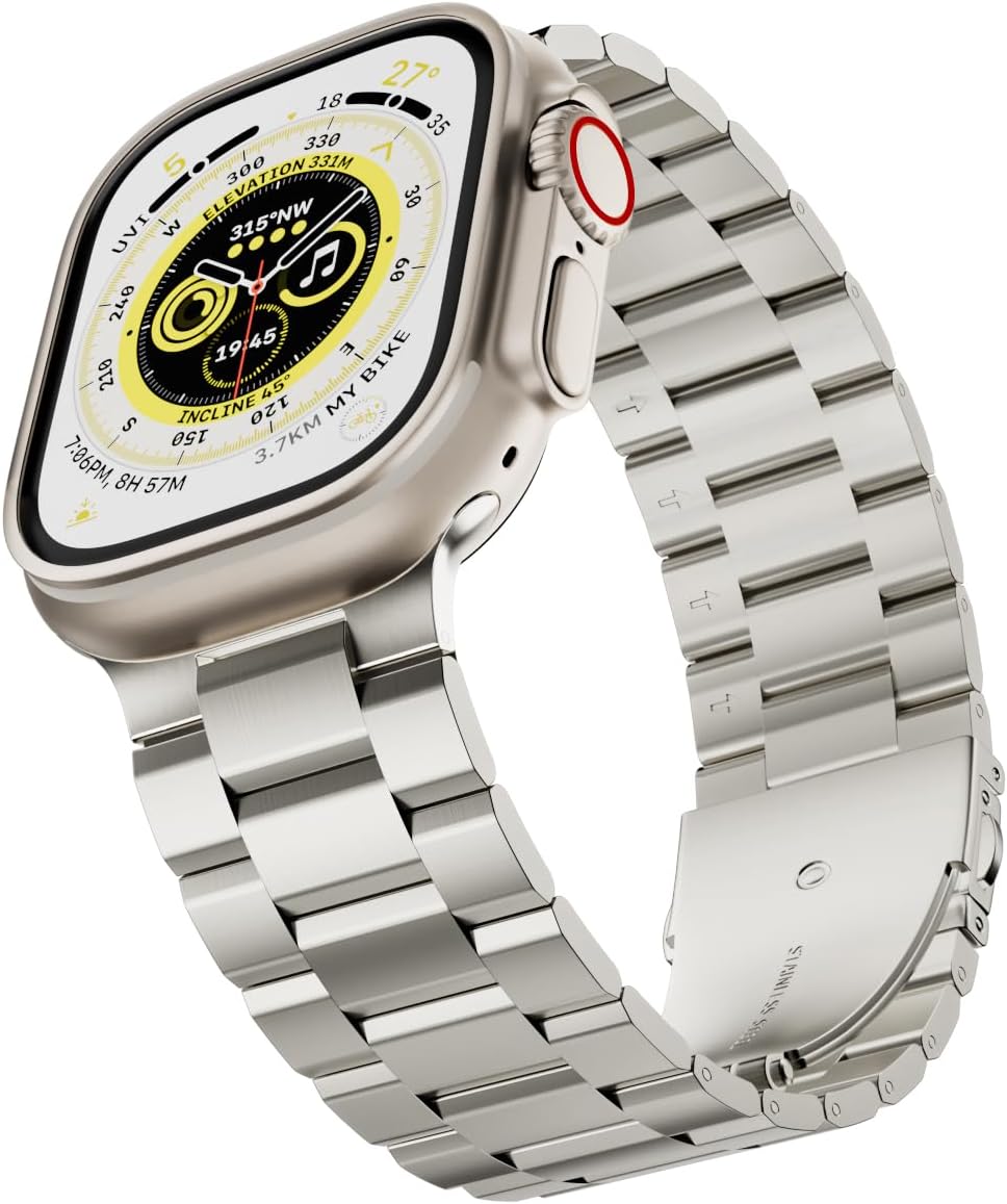 QAZNZ Metall Armband Kompatibel mit Apple Watch Armband 45mm 44mm 49mm 42mm, Edelstahl Metall Ersatz