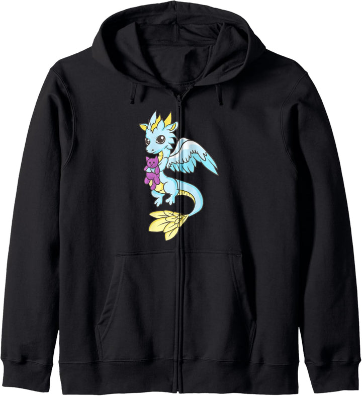 Cute Kawaii Anime - Sweet Blue Baby Dragon - Japanese Kapuzenjacke
