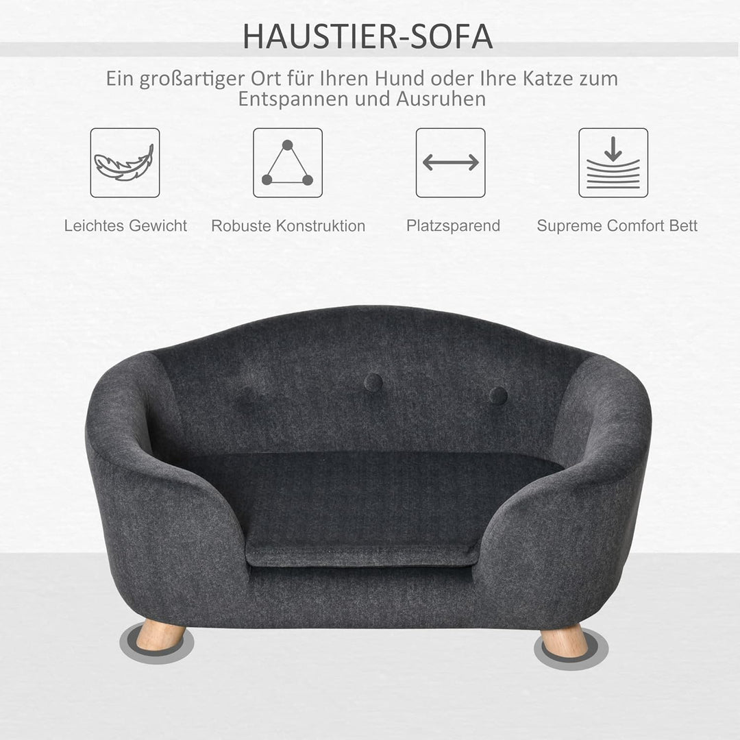 PawHut Haustiersofa Hundematte Hundebett Hundesofa Hundecouch Katzen Sofa mit Kissen Rückentasche Pl