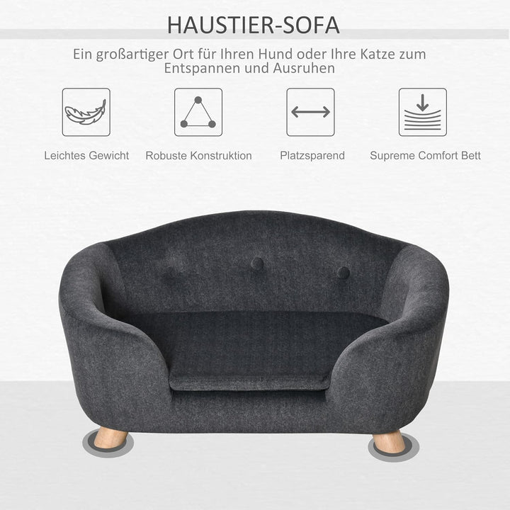 PawHut Haustiersofa Hundematte Hundebett Hundesofa Hundecouch Katzen Sofa mit Kissen Rückentasche Pl