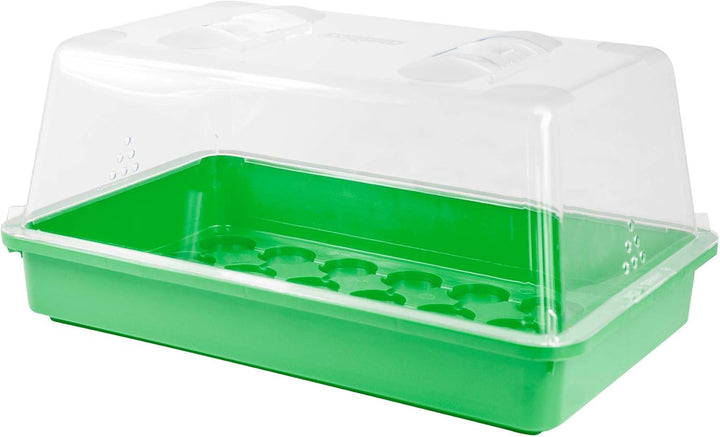 mgc24 Zimmergewächshaus Greenhouse - Anzuchtschale mit Deckel und Belüftung - Grün - 3 Stück