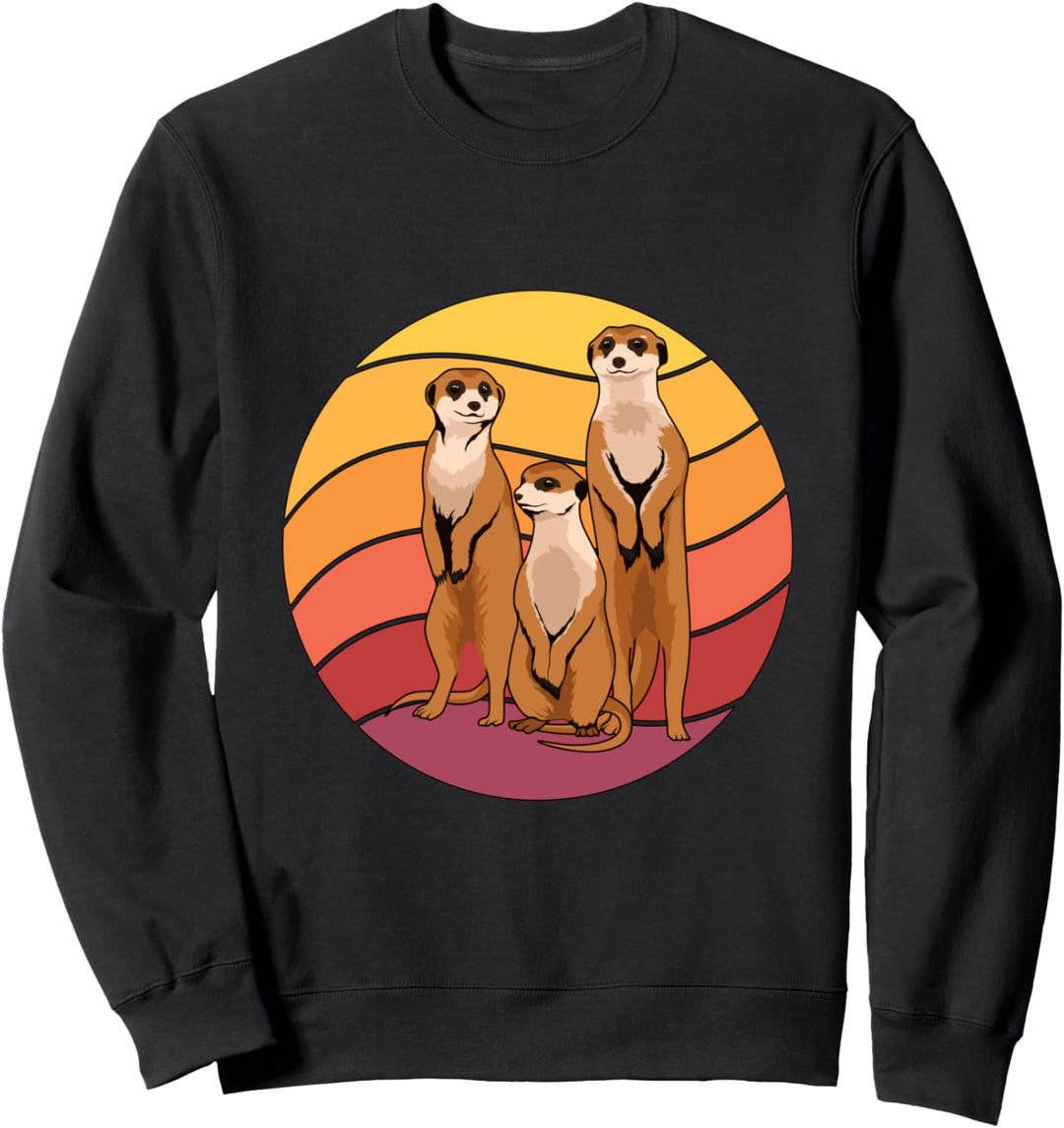 Retro Sunset Meerkat Erdmännchen Sweatshirt