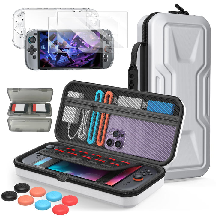 FYOUNG Switch 2 Tasche + Hülle + Schutzfolie für Nintendo Switch 2 (2025) mit Joystick Kappen und Sp