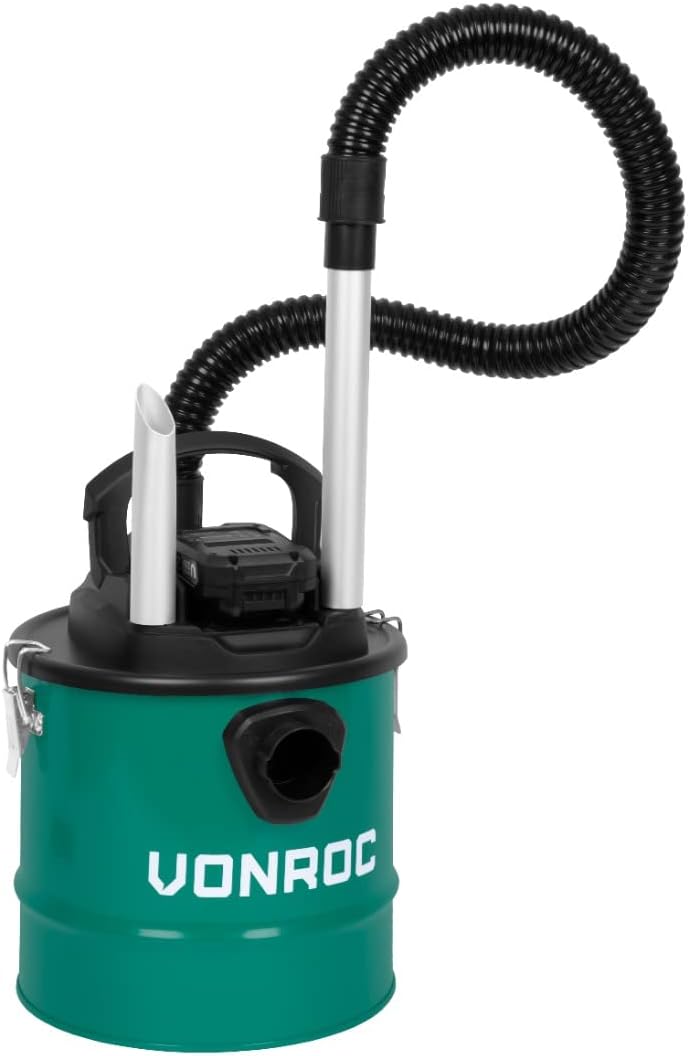VONROC Kabelloser Aschesauger, 20 V, Aschesauger für Kamin, Werkstatt – mit leistungsstarkem & schne