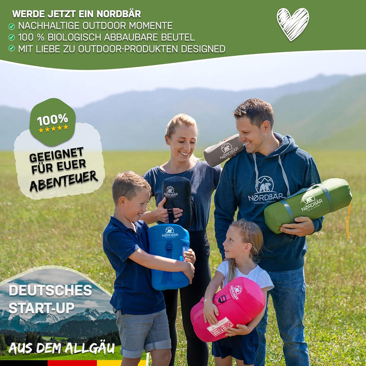 NORDBÄR® Camping Isomatte aufblasbar &amp; Ultraleicht [mit oder ohne Kissen]| Iso Luftmatratze kleines
