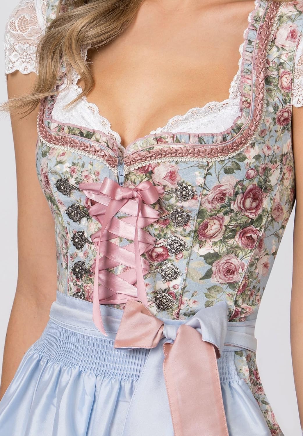 Stockerpoint Damen Dirndl Dara Kleid für besondere Anlässe 36 Hellblau, 36 Hellblau