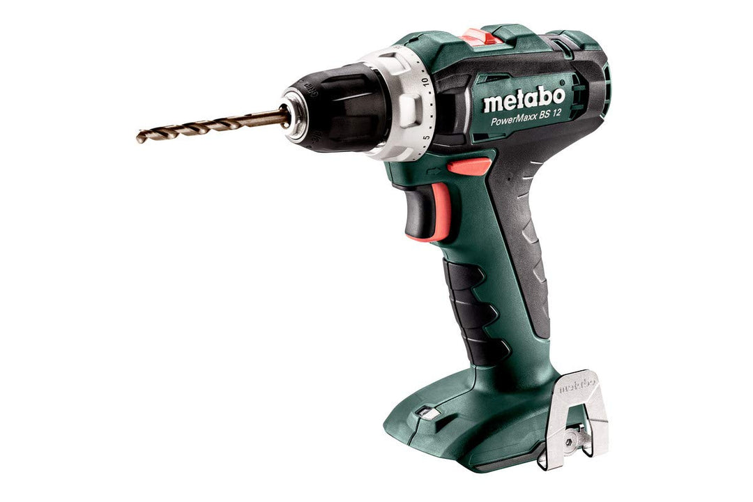 Metabo Akku Bohrschrauber BS 12 (ohne Akku 12 V, mit LED-Licht, Bitdepot am Gerät, Schnellspannbohrf