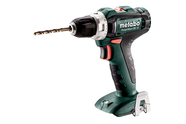 Metabo Akku Bohrschrauber BS 12 (ohne Akku 12 V, mit LED-Licht, Bitdepot am Gerät, Schnellspannbohrf