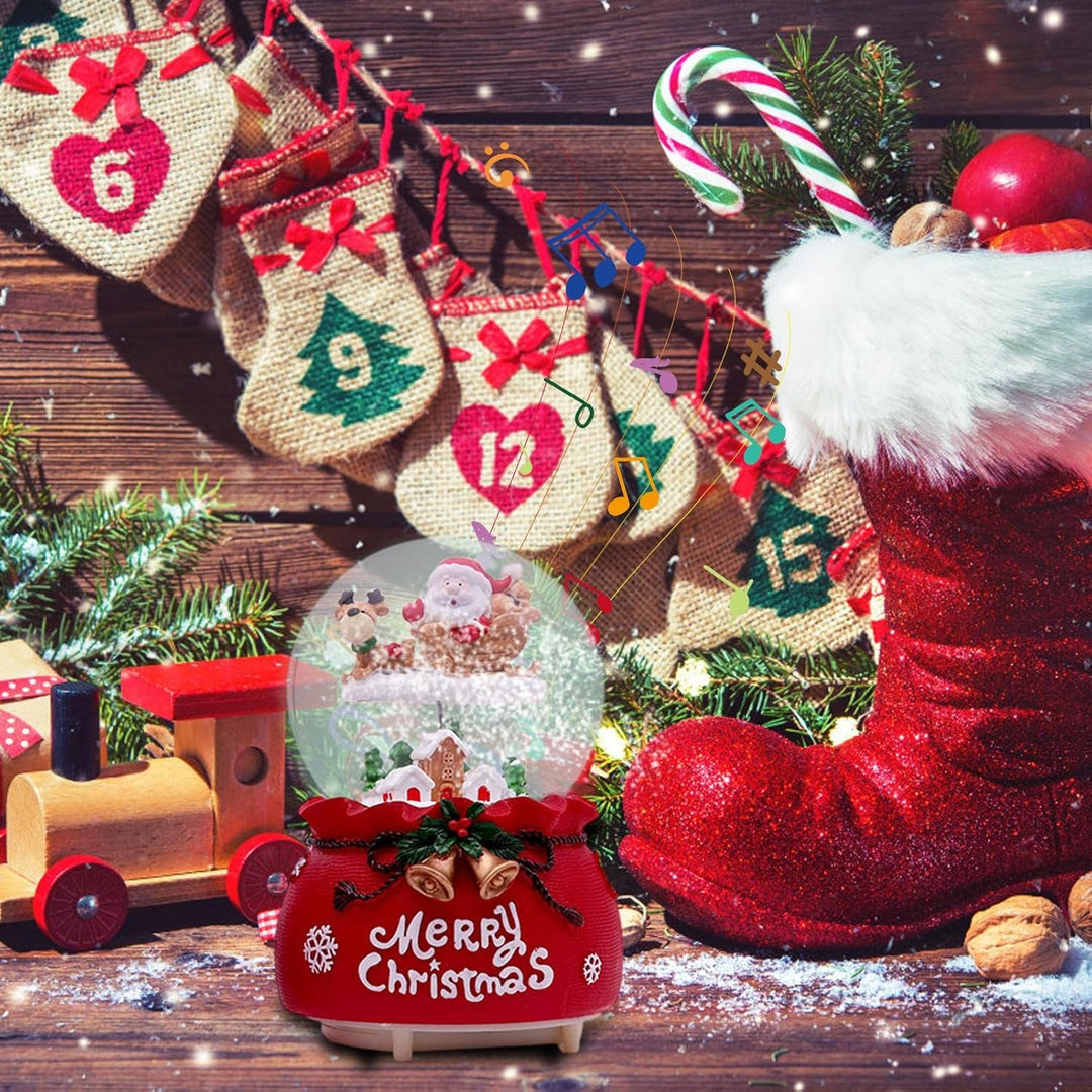 Aizuoni Weihnachtsschneekugel,Weihnachtsmann-Weihnachtsbaum-beweglicher Zug-Schneekugel - Farbwechse